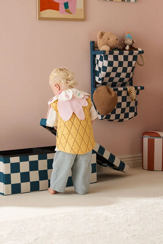 Poef met opbergruimte 80 cm | Checkerboard Blauw