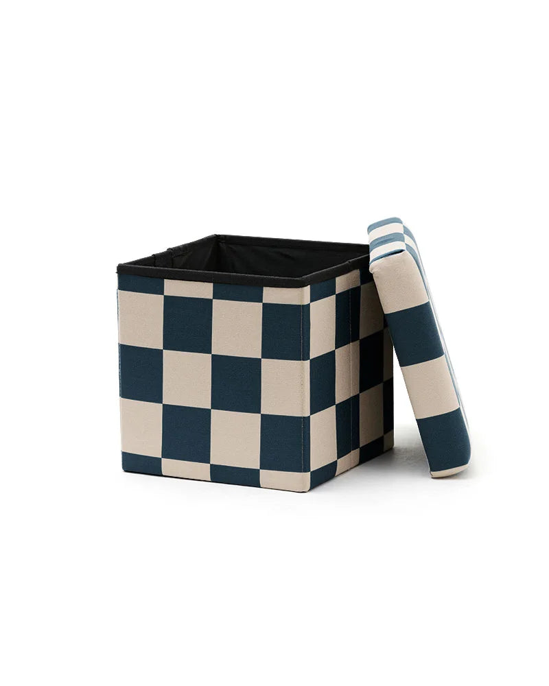Poef met opbergruimte | Checkerboard Blauw