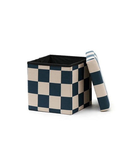 Poef met opbergruimte | Checkerboard Blauw