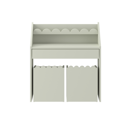 Sage Groen Bubble Montessori Bureau 1 lade met 2 stoeltjes