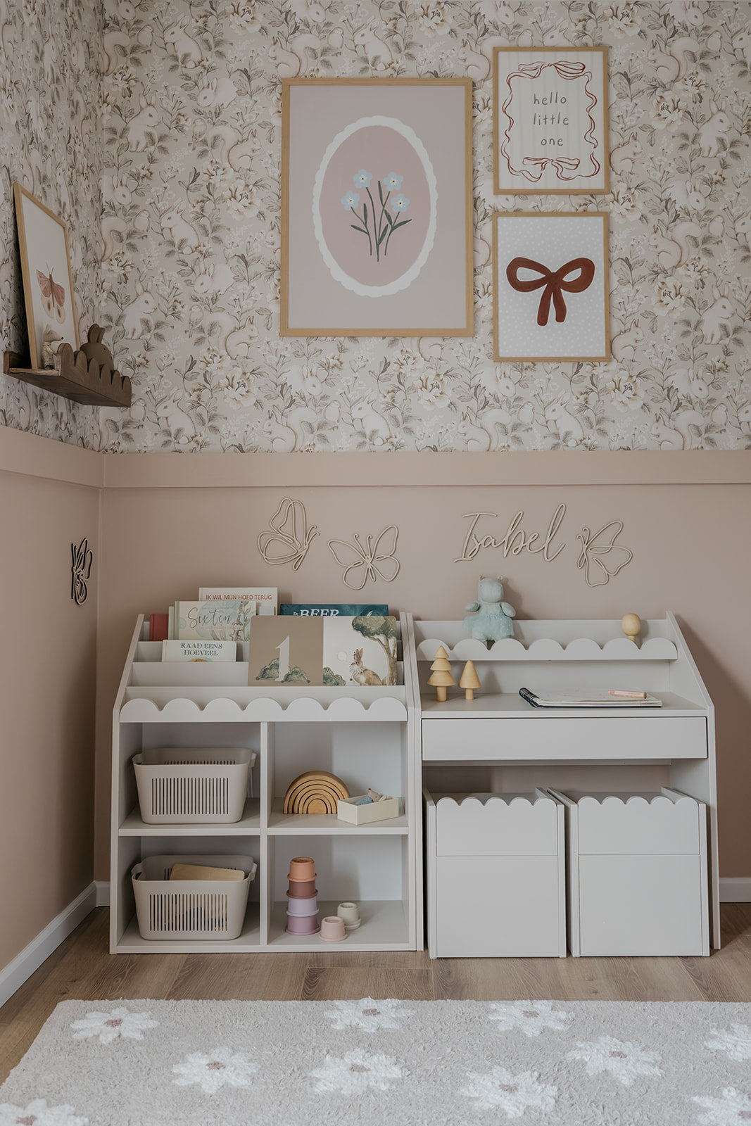 Latte Bubble Montessori Bureau 1 lade met 2 stoeltjes