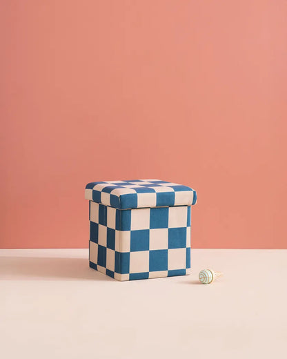 Poef met opbergruimte | Checkerboard Blauw