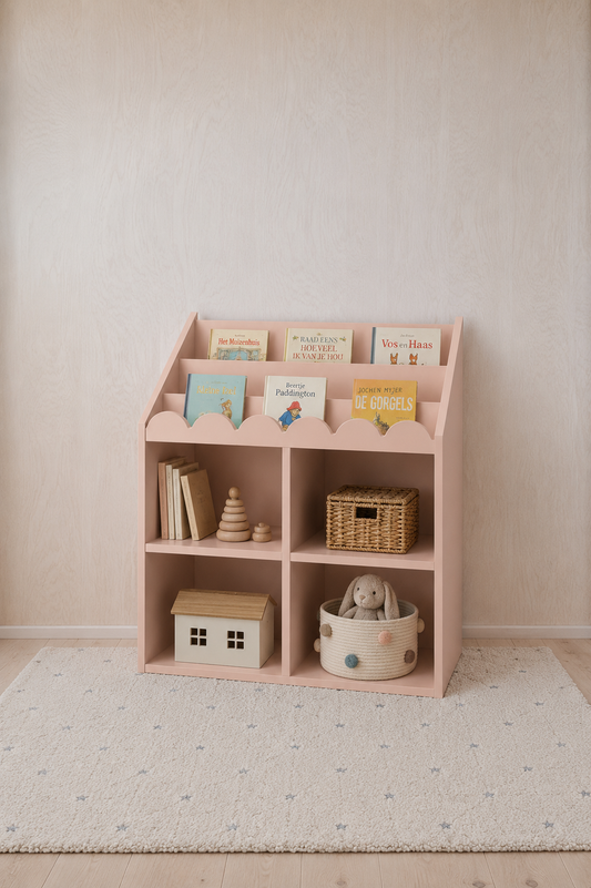 Oud Roze Bubble Montessori Boekenkast – Kinderboekenkast