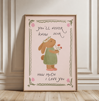 Kinderkamer Poster | Roze Konijn